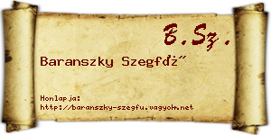 Baranszky Szegfű névjegykártya